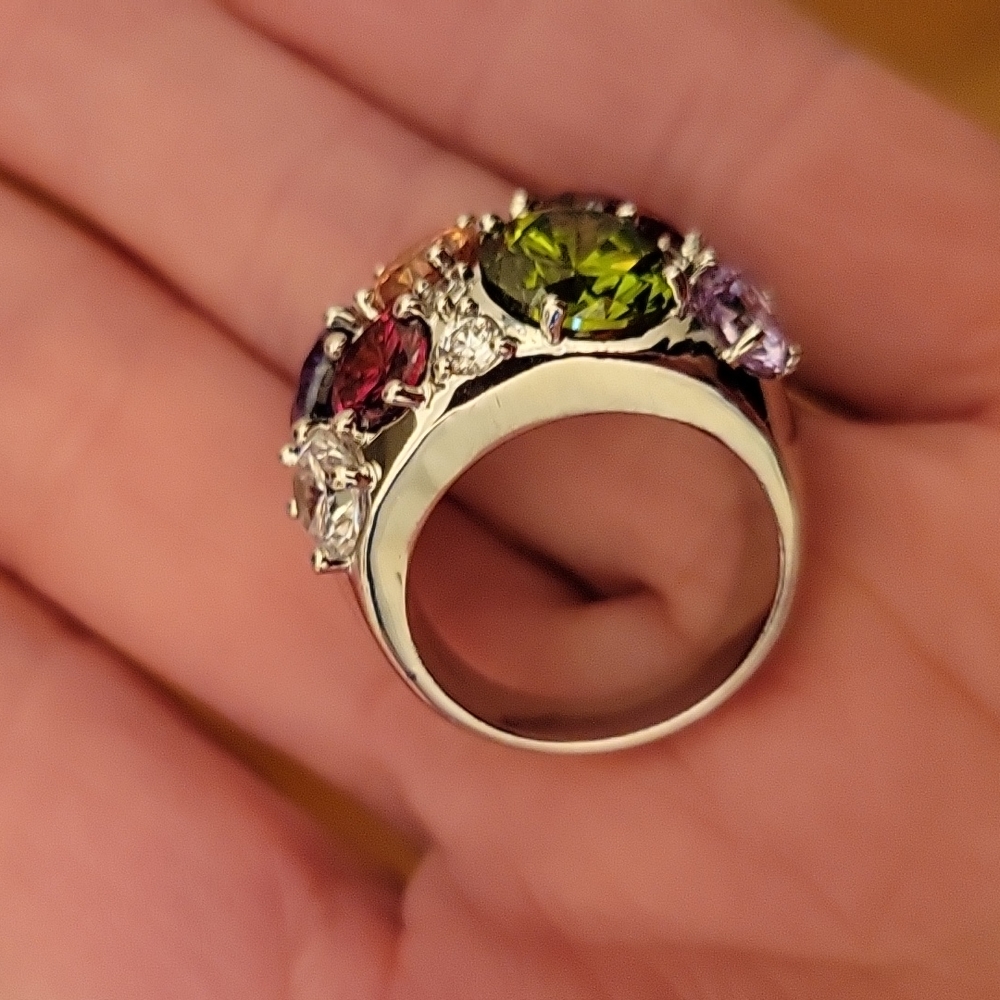 Super Sparkly Avon Silver Statement Cocktail Ring… - image 6